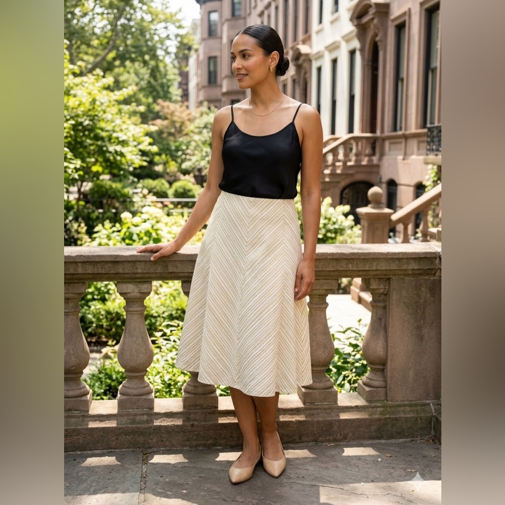 Luly K New York City Chevron Striped A-Line Skirt - Size Medium